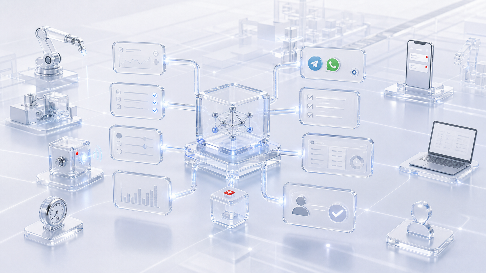 API- und Dashboard-Grafik für Software-Integrationen